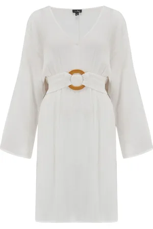 Pour Moi White Crinkle O Ring Woven Beach Cover-Up AU 14