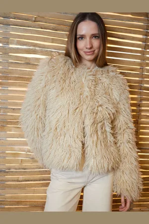 Threadbare Natural Mongolian Faux Fur Coat AU 8