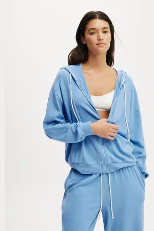 Cotton On Blue Light Weight Super Soft Hooded Zip Through Sweatshirt M