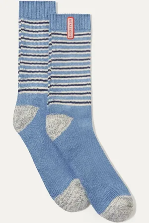Sealskinz Blue Oby Bamboo Mid Length Multi Stripe Socks S