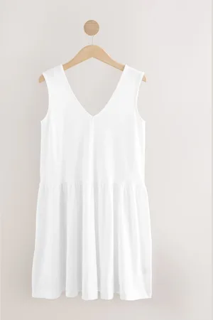 Next 100% Cotton V-Neck Jersey Mini Summer Dress 18tall