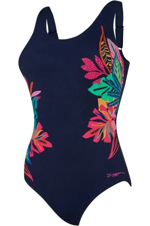Zoggs Blue Adjustable Kuringai Scoopback Tummy Control Swimsuit AU 16
