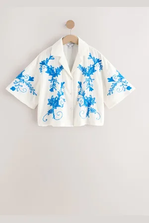 Next Doublecloth Relaxed Short Sleeve Shirt With Embroidery AU 18