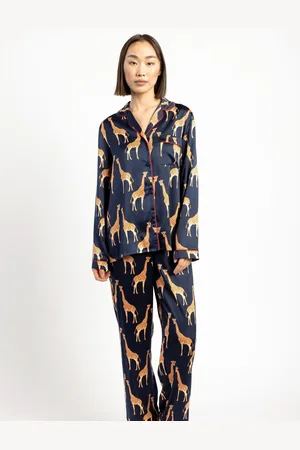 Chelsea Peers Blue Satin Button Up Long Pyjamas Set XS