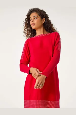 Roman Contrast Spot Border Knit Jumper Dress AU 20