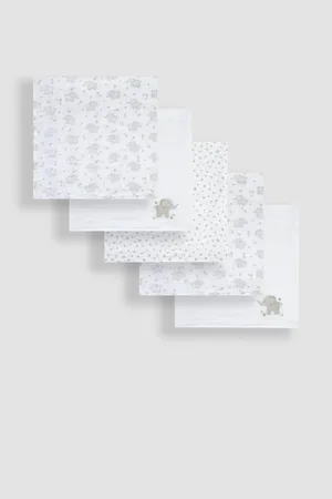 JoJo Maman Bébé 5-Pack Embroidered Muslins One