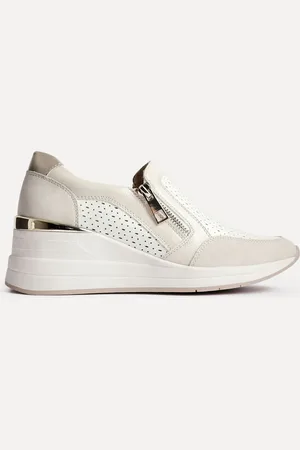 Linzi Cream Madison Slip On Platform Trainer With Zipper Details AU 8 (EU 39)