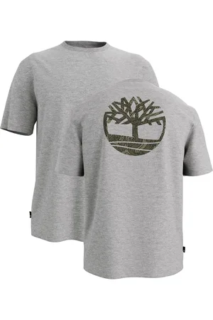 Timberland Grey 100% Cotton Kennebec River Back Camo Tree Logo Short Sleeve T-Shirt XXL