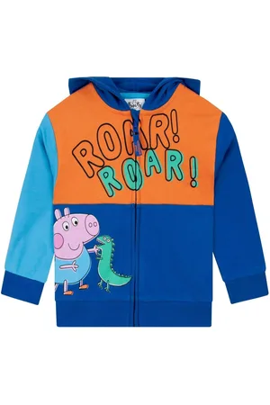 Character Blue Peppa Pig George Pig And Dinosaur Zip-Up 100% Cotton Hoodie 8692cm