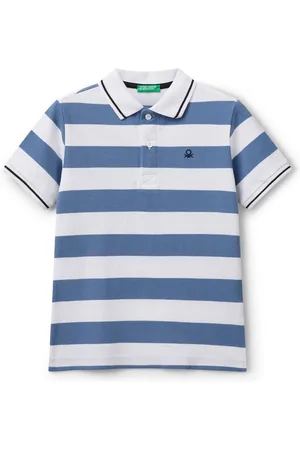 Benetton Boys Pique Stripe 100% Cotton Polo Shirt 8