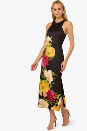 Adrianna Papell Adrianna by Printed Satin Midi Dress AU 12