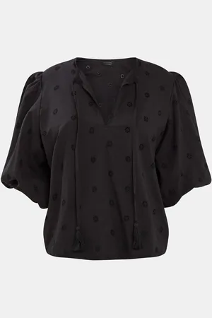 Accessorize Black Puff Sleeve 100% Cotton Blouse medium