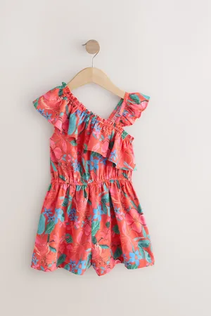 Next Red Tropical Frill Shoulder Playsuit (3-16yrs) 11 Years (146cm)