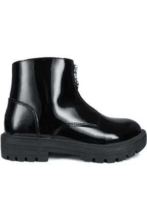 Toezone Lydia Girls Patent Leather Zip Black Boots AU 9 (EU 27)