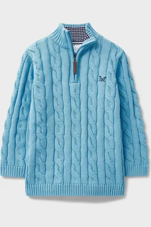 J.Crew Company Blue Oarsman Cable Half Zip Knit 100% Cotton Jumper 7