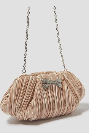 Monsoon Pink Pen Plisse Satin Clutch Bag One