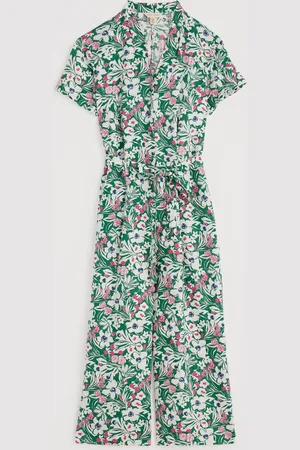 Seasalt Cornwall Green Treen Cove Linen Jumpsuit AU 18
