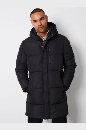 Threadbare Black Showerproof Hooded Waterproof Longline Puffer Coat S