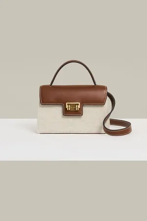 Reiss Neutral Kinsley Linen Canvas Top Handle Bag One