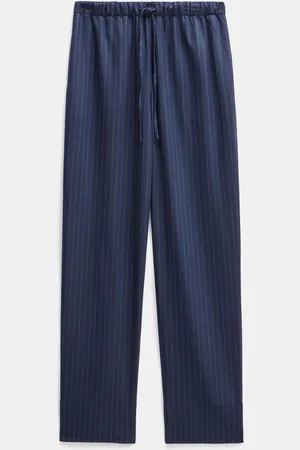 Hush Puppies Blue Pinstripe Wool Blend Trousers AU 12 S