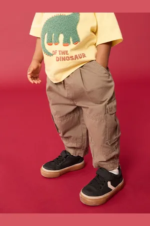 Next Taupe Brown Wide Leg Washed Cargo 100% Cotton Trousers (3mths-7yrs) 2
