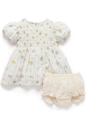 Purebaby Floral Print 100% Cotton Shirred Dress 7492cm