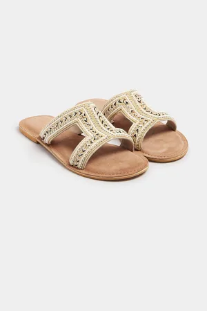 Long Tall Sally Natural Beaded Mules AU 13 (EU 44)