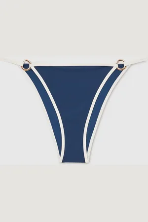Reiss Blue/White Bianca Contrast-Trim Bikini Bottoms AU 14