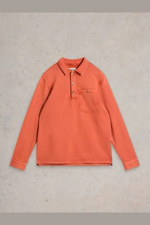White Stuff Orange Brampton Collared 100% Cotton Sweatshirt S