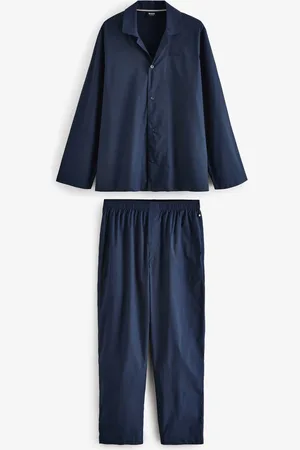 HUGO BOSS Blue Logo Embroidered Stretch Poplin Pyjamas M