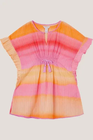 Monsoon Orange Glitter Ombré 100% Cotton Kaftan 5