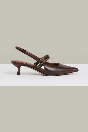Reiss Isla Leather Slingback Buckle Court Shoes AU 7 (EU 38)