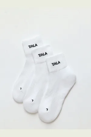 Tala White Sports Socks 3 Pack One