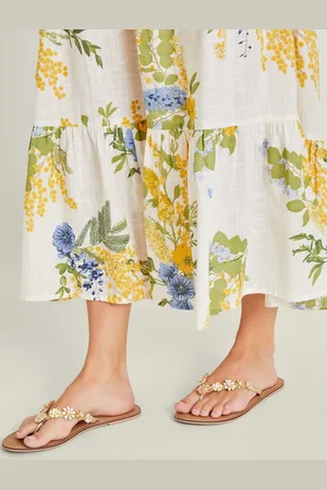 Accessorize Gold Diamante Flower Flip Flop Sandals AU 7 (EU 38)