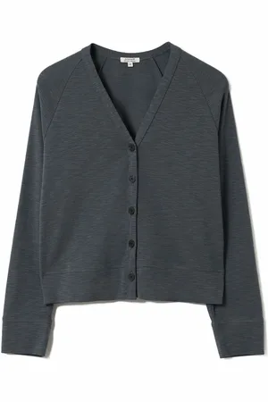 Jigsaw Grey Luxe 100% Cotton Cardigan XS