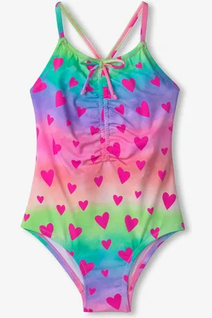 Hatley Pink Kaleidoscope Hearts Ruched Front Swimsuit 3 Years (98cm)