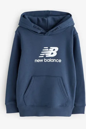 New Balance Blue Light Boys Brush Back Stacked Logo Hoodie 14