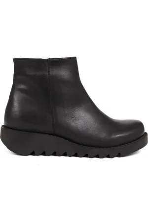 JONES BOOTMAKER Maraine Leather Wedges Black Ankle Boots AU 7 (EU 38)
