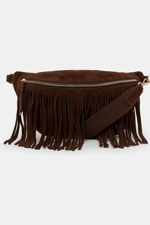 Accessorize Brown Suede Fringe Cross-Body Sling Bag One