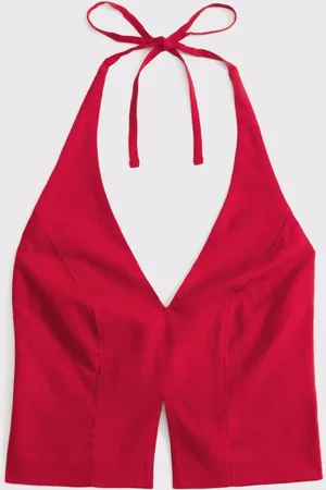 Abercrombie & Fitch Red Clean Front Halter Neck Top xsmall