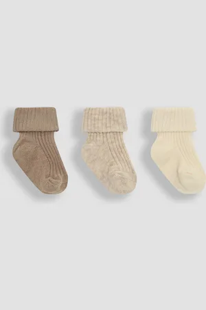 JoJo Maman Bébé Neutral 3-Pack Ribbed Baby Socks Newborn