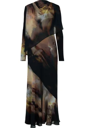 DASKA Ali Maxi Dress With Long Sleeves And Front Wrap Detail S