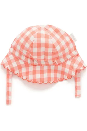 Purebaby Orange Coral Gingham Sun Hat m