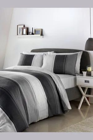 FUSION Grey Betley Duvet Cover and Pillowcase Set King