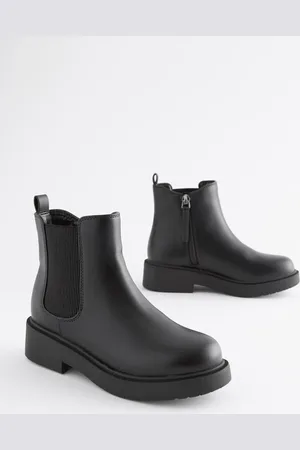 Next Matt Black Standard Fit (F) Chunky Chelsea Ankle Boots AU 10.5 (EU 28.5)