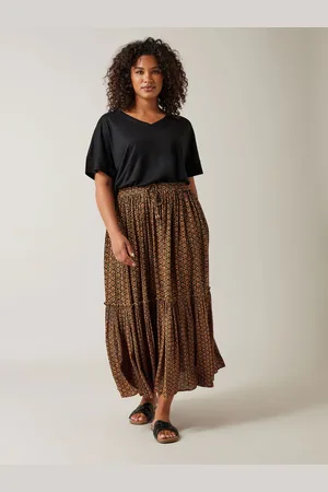 Evans Floral Tie Crinkle Midi Skirt AU 20