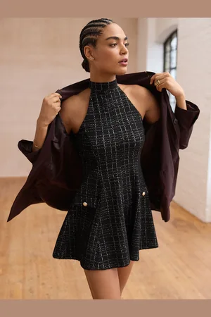 Next Bouclé Textured Halter Neck Mini Dress AU 10