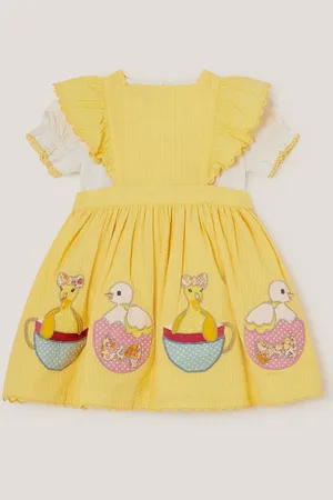 Monsoon Baby Duck Pinafore 100% Cotton Dress 3
