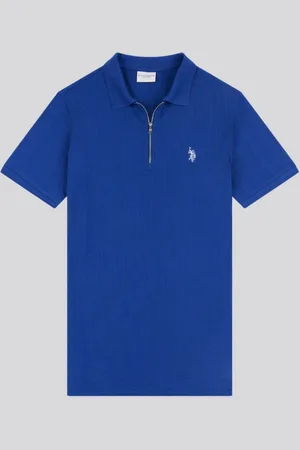 U.S. Polo Assn. U. S. Polo Assn Mens Stripe Textured Zip Polo Shirt XL