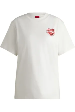 HUGO BOSS Cream Artwork Graphic Cotton Slim Fit T-Shirt XL